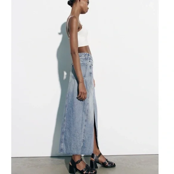ZaraCROSSOVER LONG DENIM SKIRT XL